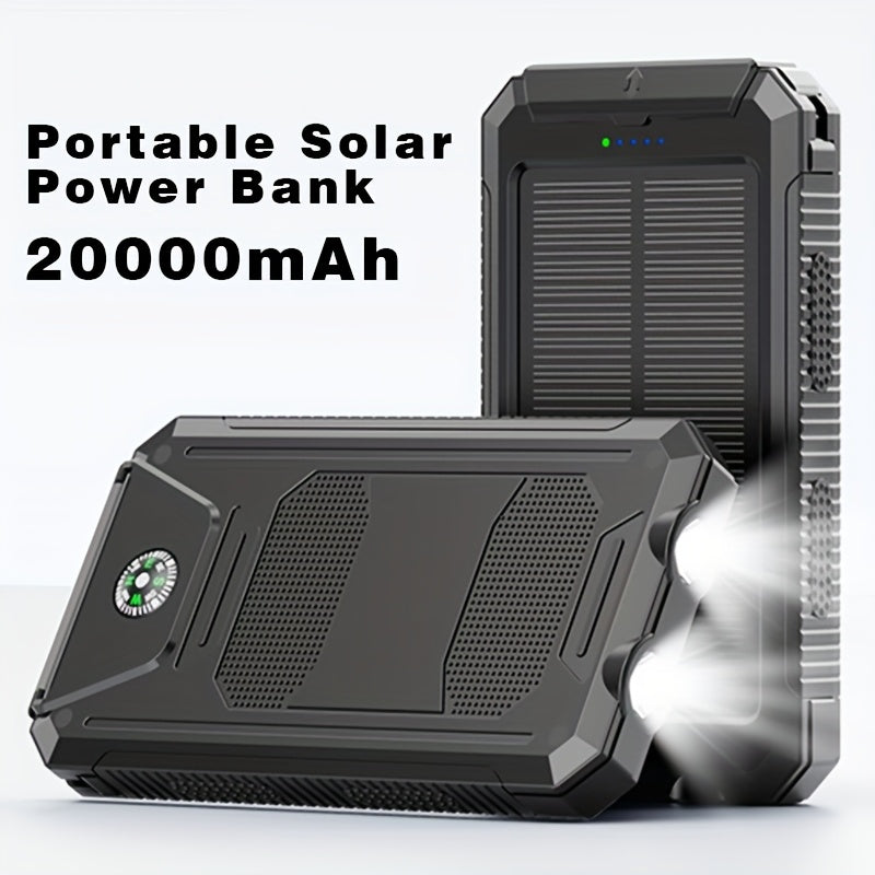 Portable Solar Power Bank with Dual USB Ports & LED Flashlight TARHUS  Electronics & Accessories