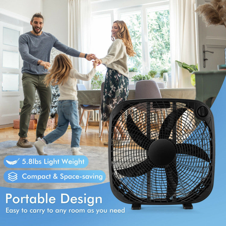 Vento | 50cm Box Fan – Portable Floor Cooling with 3 Speeds & Strong Airflow TARHUS  Air Cooler