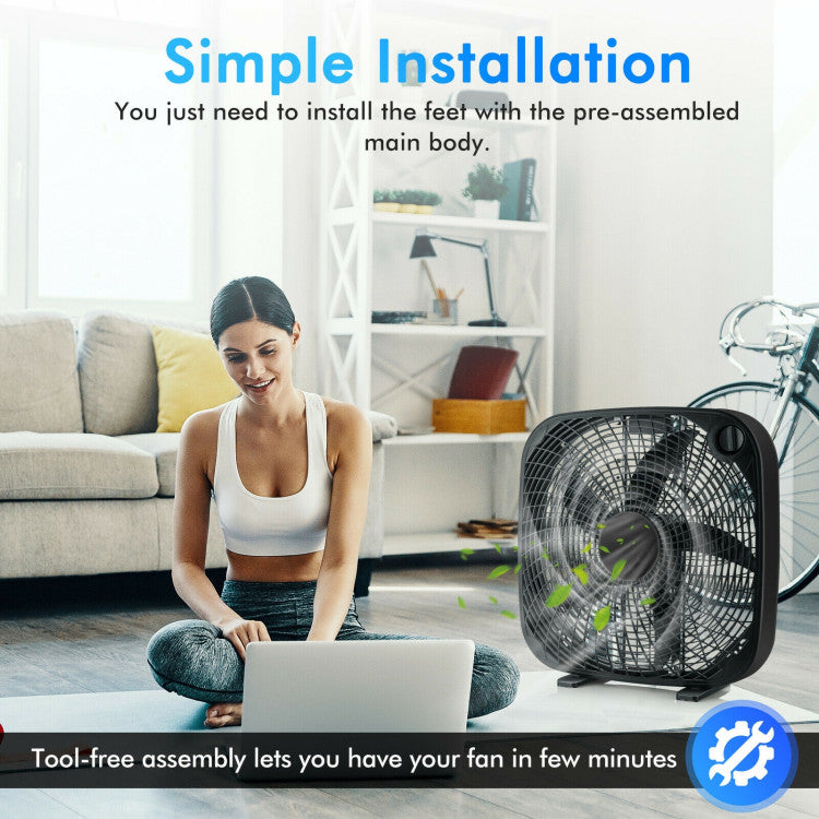 Vento | 50cm Box Fan – Portable Floor Cooling with 3 Speeds & Strong Airflow TARHUS  Air Cooler