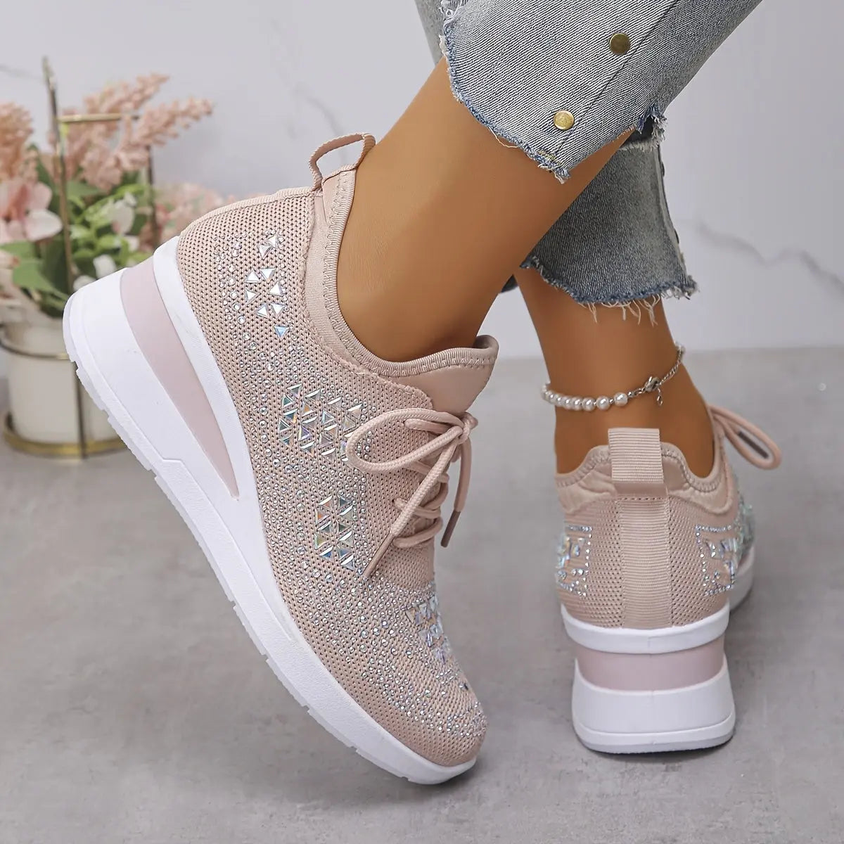 Women’s Orthopedic Fashion Sneakers – Breathable Walking Shoes with Rhinestone TARHUS  Women Shoes