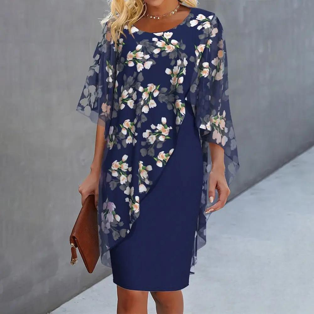 Margaret | Floral Sheer Capelet Dress - TARHUS
