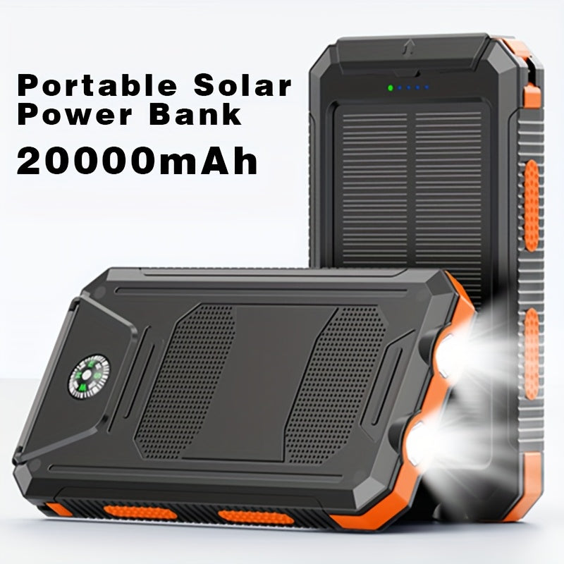 Portable Solar Power Bank with Dual USB Ports & LED Flashlight TARHUS  Electronics & Accessories