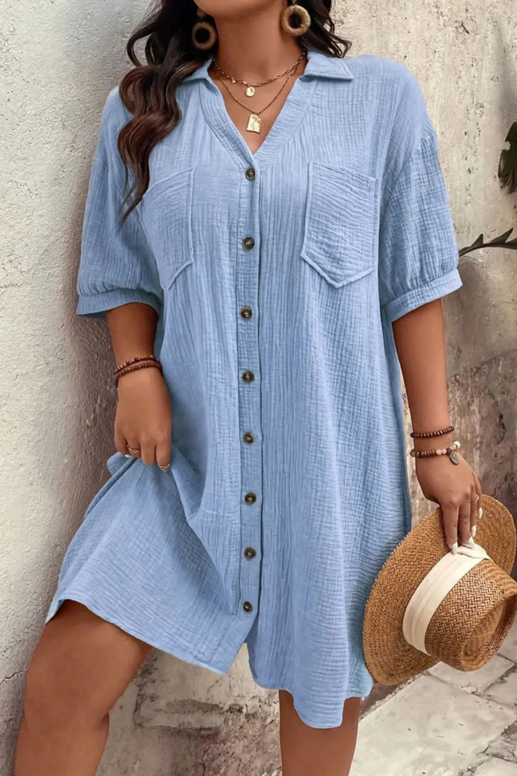 Rosalind | Women’s Short Sleeve Button Up Shirt Midi Dress TARHUS  Summer Dresses