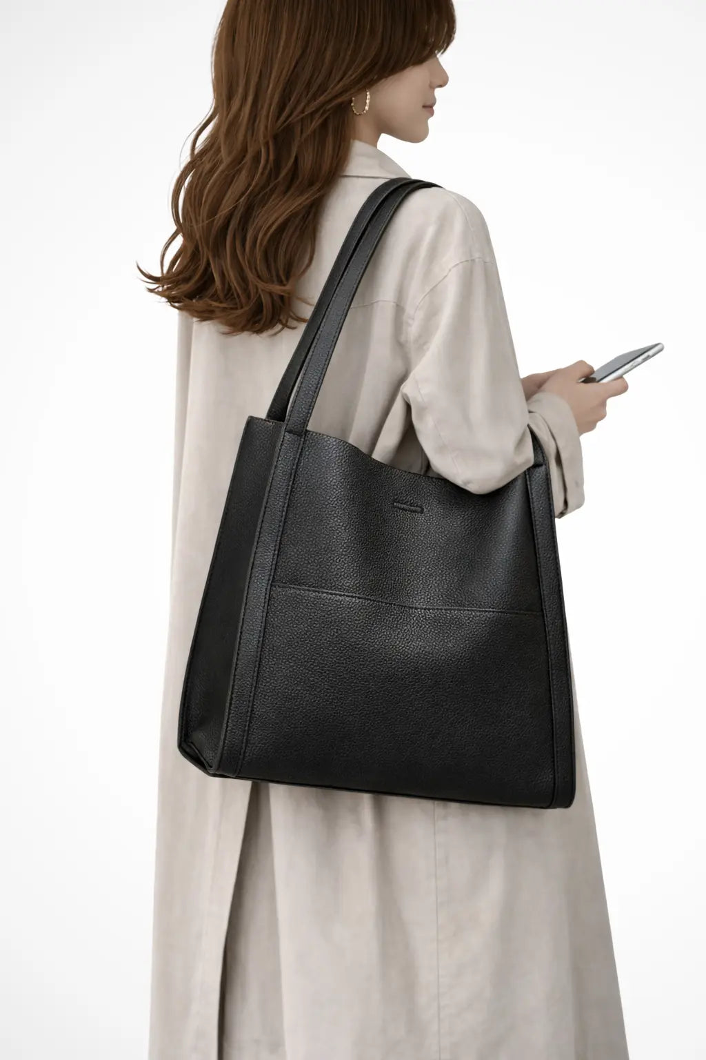 Neva | Women Structured Front Pocket Textured Tote Shoulder Bag TARHUS