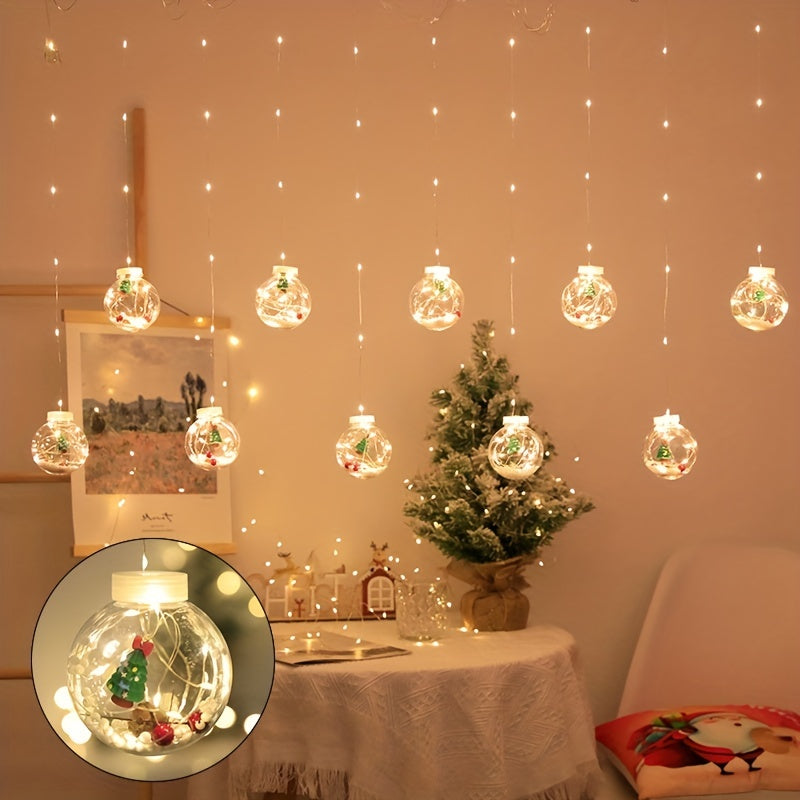 GlowWish | LED Christmas Curtain Lights with Snowman Wishing Balls TARHUS  Christmas