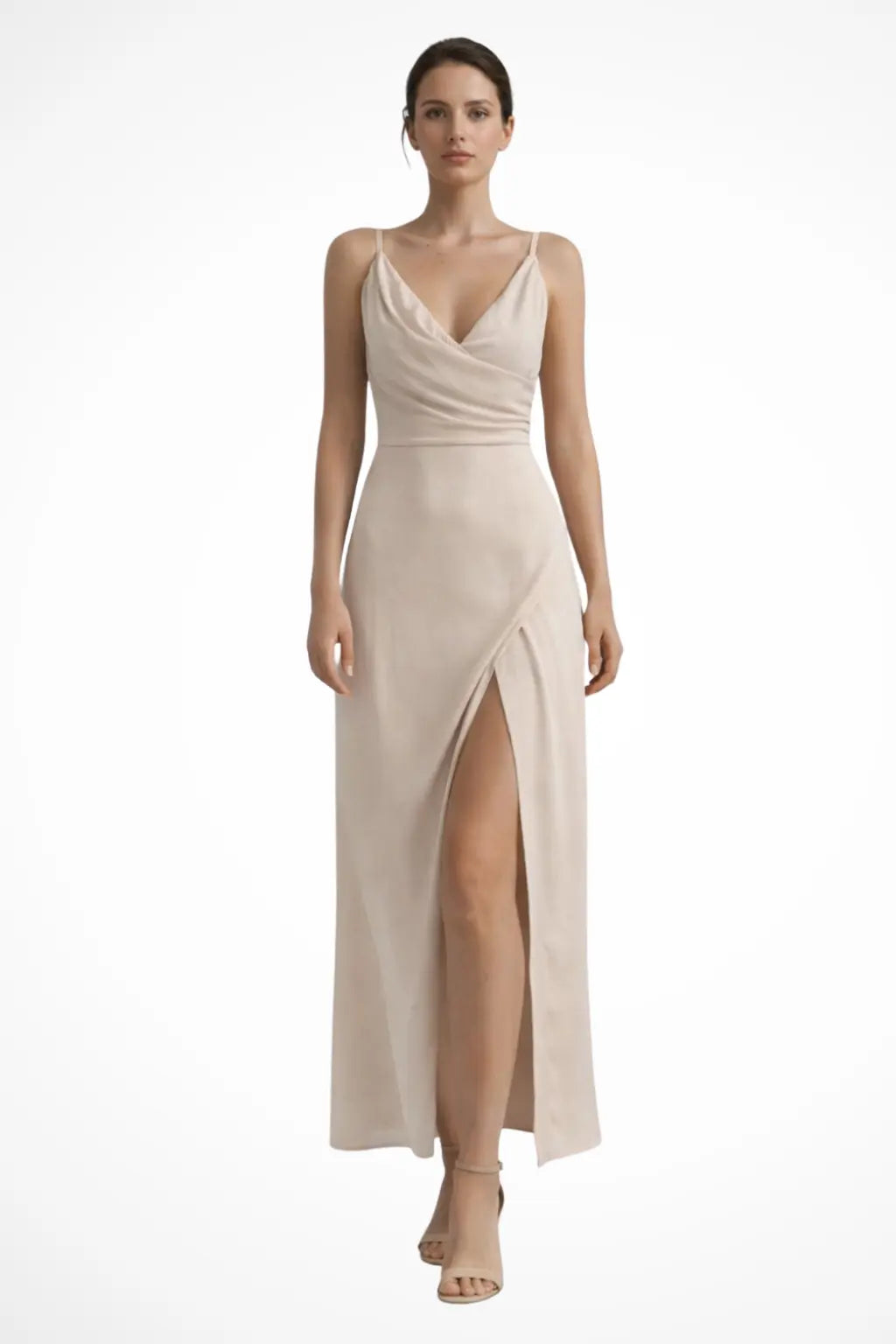 Selvara | Women’s Wedding Guest Slit Maxi Dress with Draped Bodic TARHUS  Maxi Dress