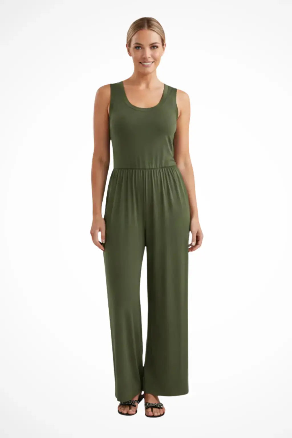 Blythe | Women Sleeveless Round Neck Wide Leg Jumpsuit with Pockets TARHUS