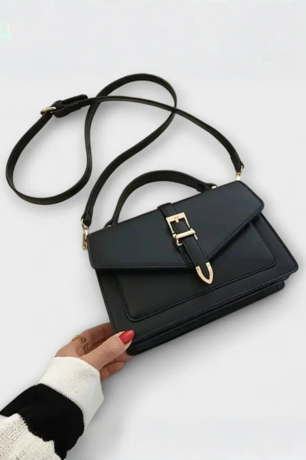 Milo | Women Structured Flap Gold Buckle Detail Crossbody Bag TARHUS