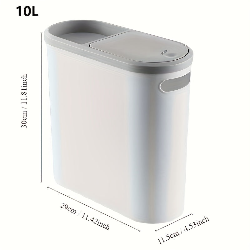 10L Bathroom Trash Can with Lid – Narrow Space Press-Type Bin for Modern Homes TARHUS  Home Goods