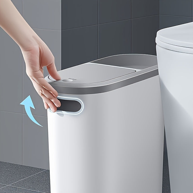 10L Bathroom Trash Can with Lid – Narrow Space Press-Type Bin for Modern Homes TARHUS  Home Goods