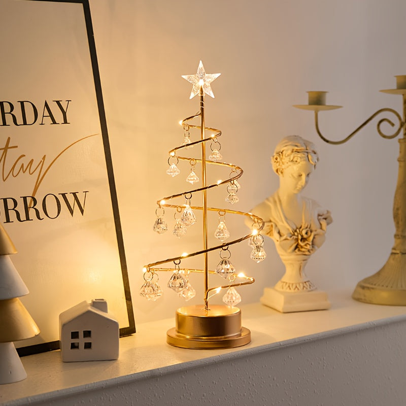 Elegant Metal Christmas Tree Lamp with Crystal Ornaments | LumiTree TARHUS  Christmas