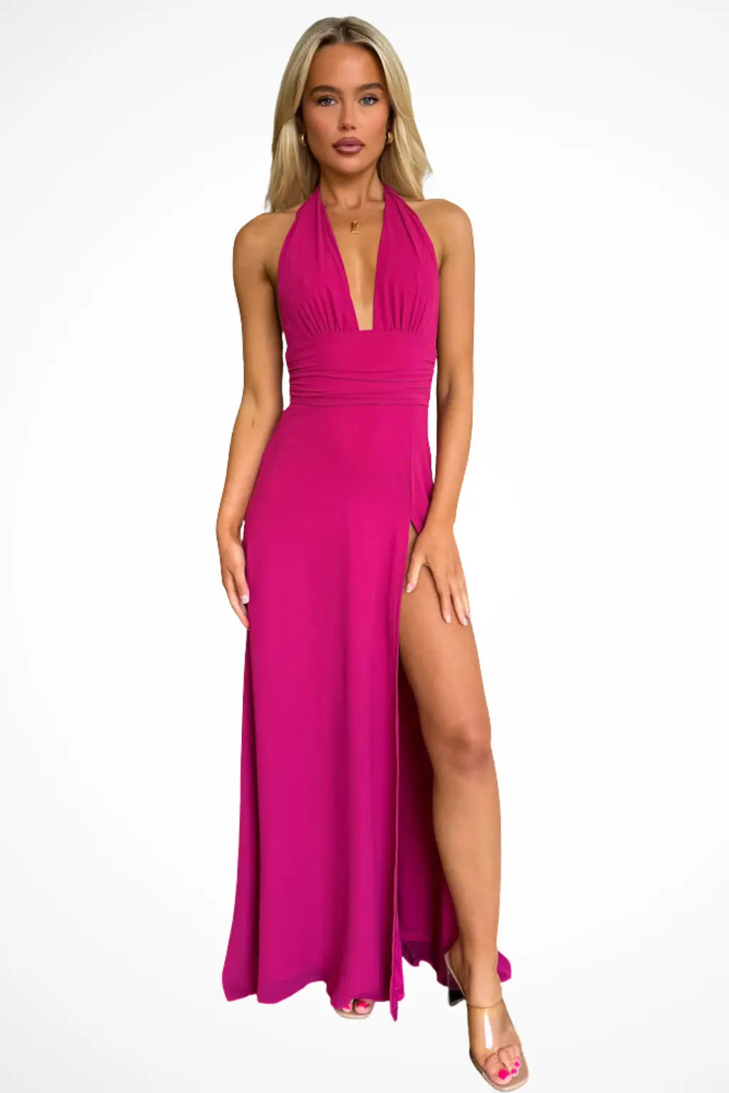 Kaelira | Women’s Halter Neck Maxi Dress with Side Slit TARHUS  Maxi Dress