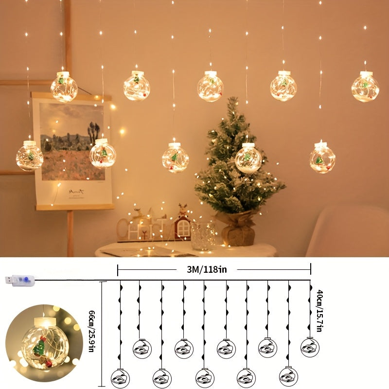 GlowWish | LED Christmas Curtain Lights with Snowman Wishing Balls TARHUS  Christmas