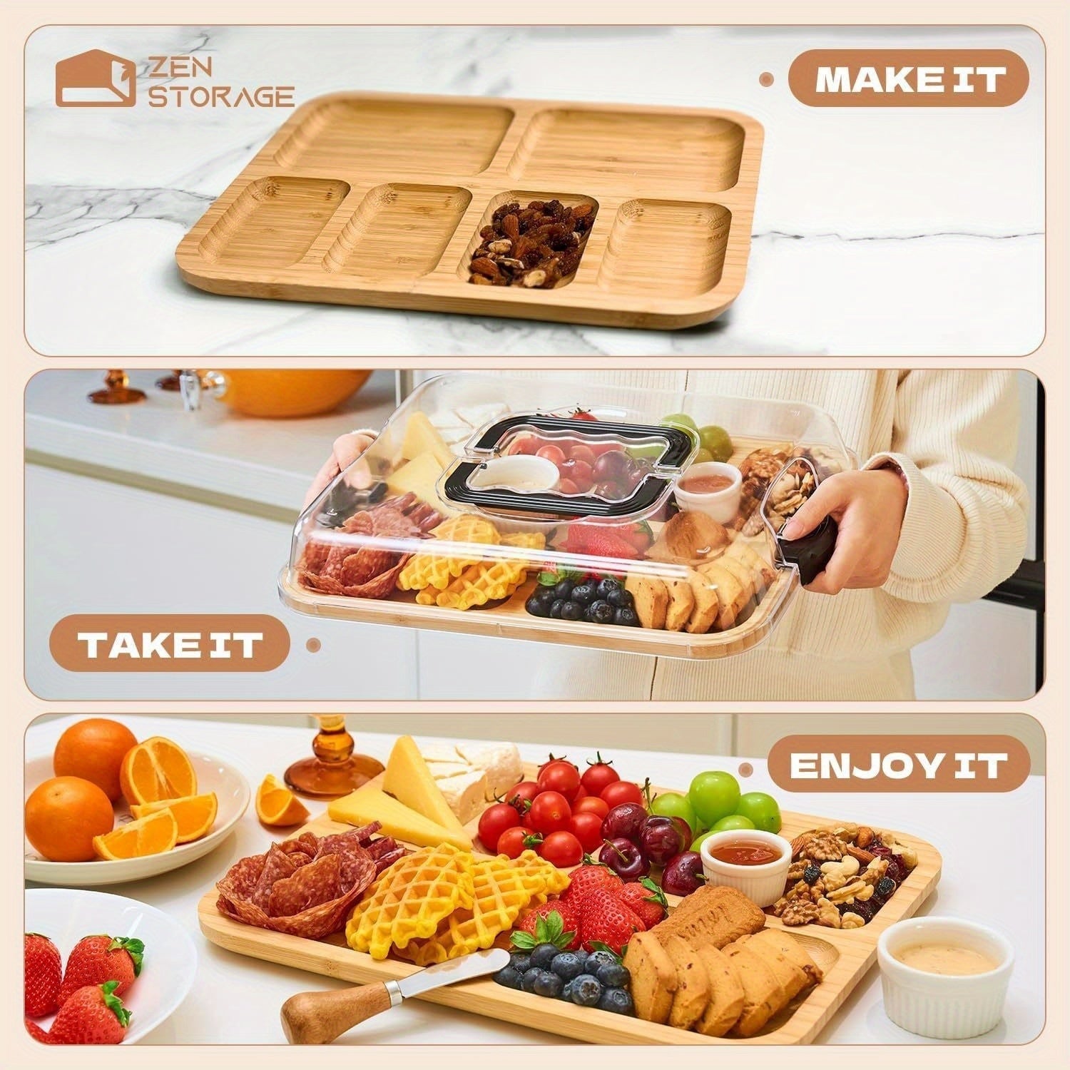 Bamboo Cheese Tray – Elegant, Portable & Perfect for Entertaining TARHUS  Kitchen & Dining