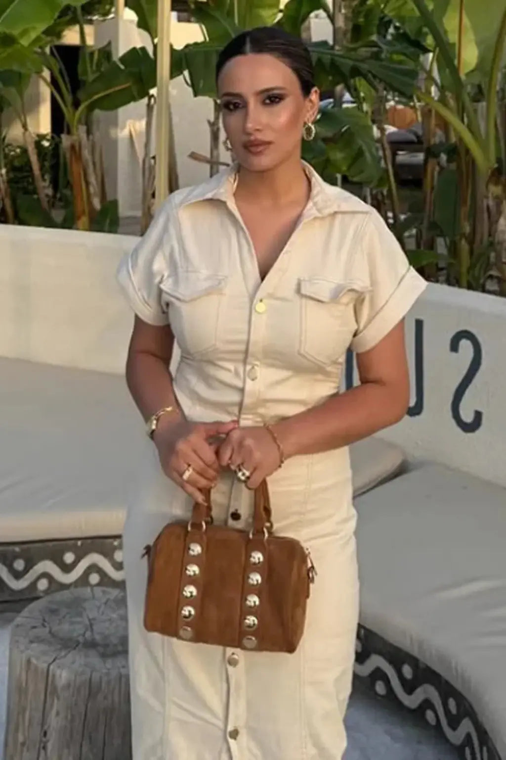 Orla | Women Short Sleeve Button Through Fitted Denim Midi Shirt Dress TARHUS
