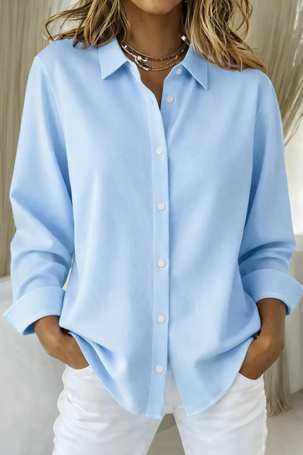 Darcy | Women Relaxed Fit Long Sleeve Collared Button Down Shirt TARHUS