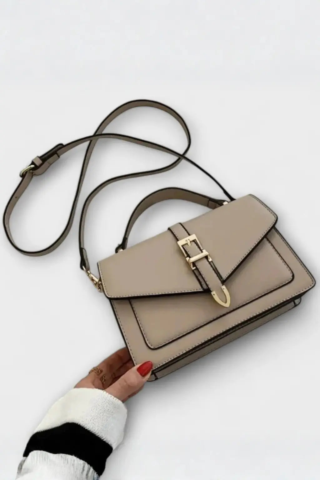 Milo | Women Structured Flap Gold Buckle Detail Crossbody Bag TARHUS