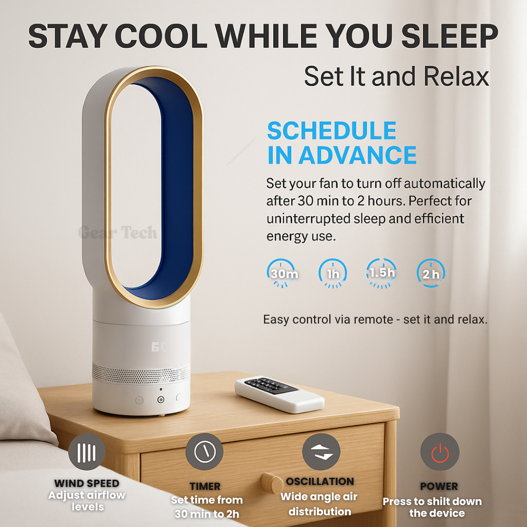 Bladeless Tower Fan with Remote Control - Quiet Air Circulator for Home & Office TARHUS  Electronics & Gadgets