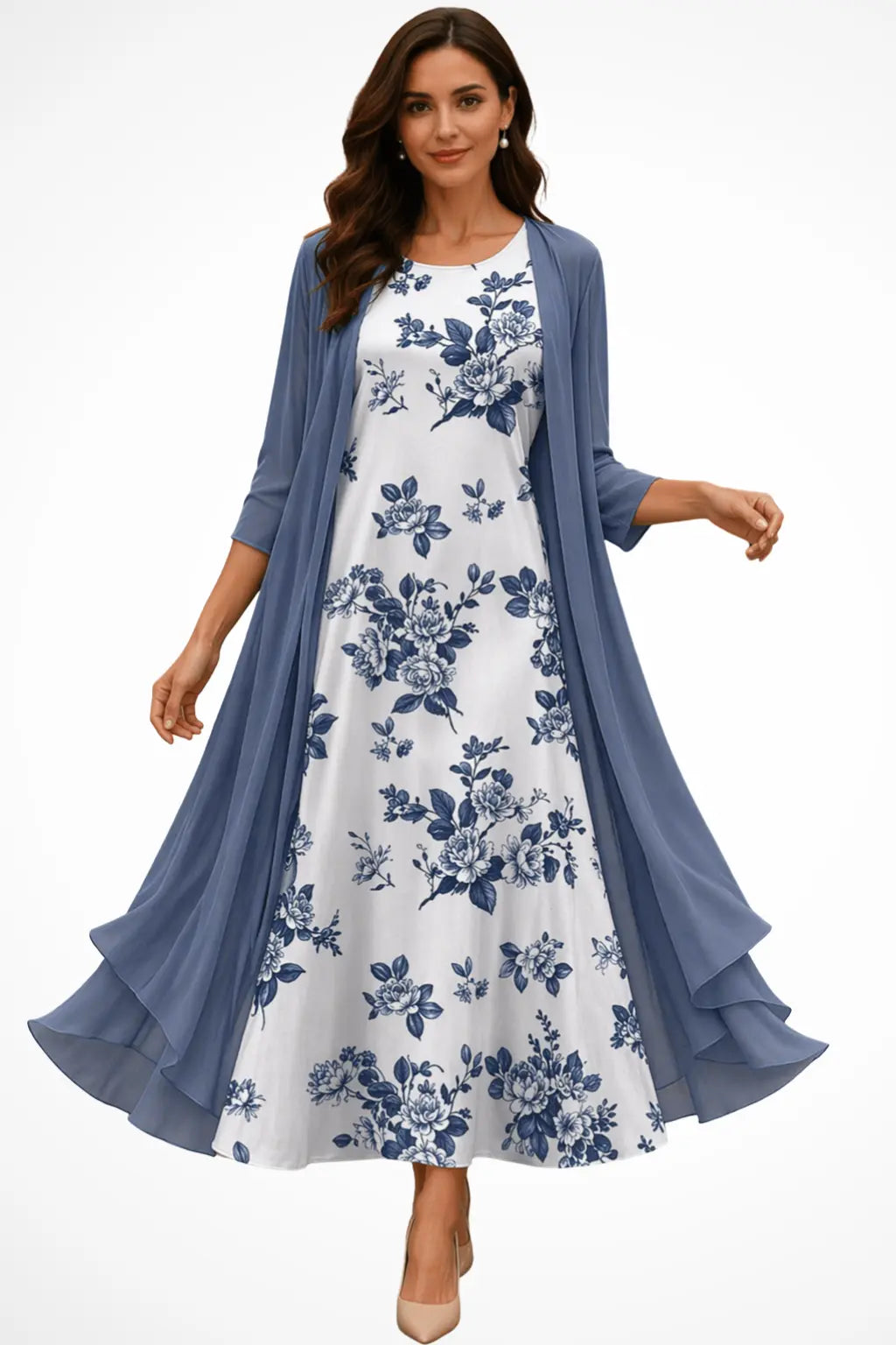 Dorothea | Women Embroidered Wedding Guest Midi Dress with Chiffon Jacket TARHUS  Mother of the Bride Dresses