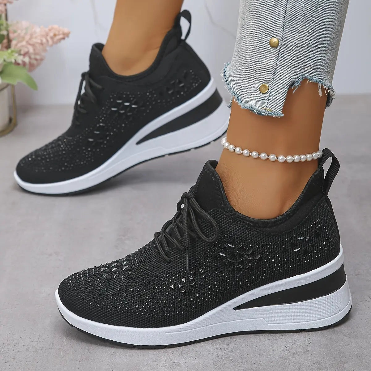 Women’s Orthopedic Fashion Sneakers – Breathable Walking Shoes with Rhinestone TARHUS  Women Shoes