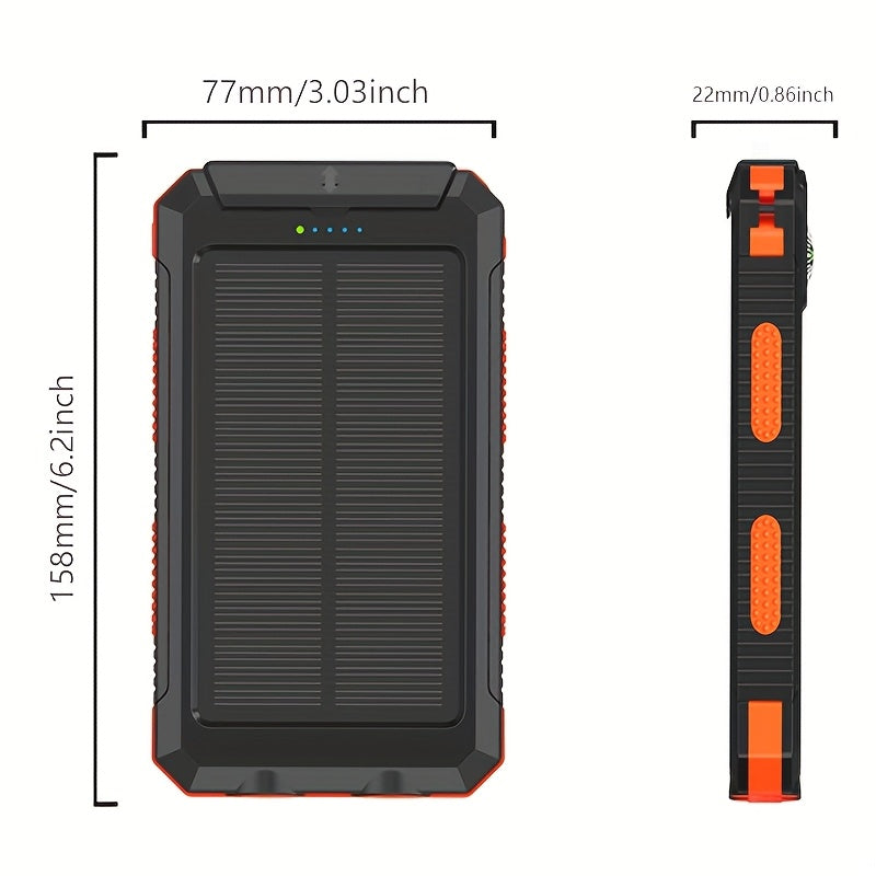 Portable Solar Power Bank with Dual USB Ports & LED Flashlight TARHUS  Electronics & Accessories