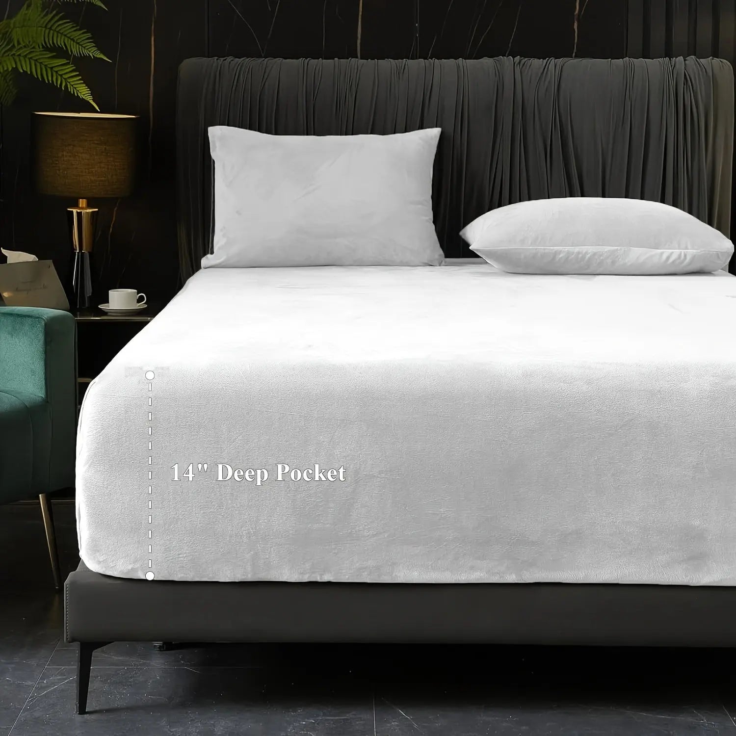 3-Piece Deep Pocket Velvet Fitted Sheet Set - Ultra-Soft Bedding with Pillowcases - TARHUS