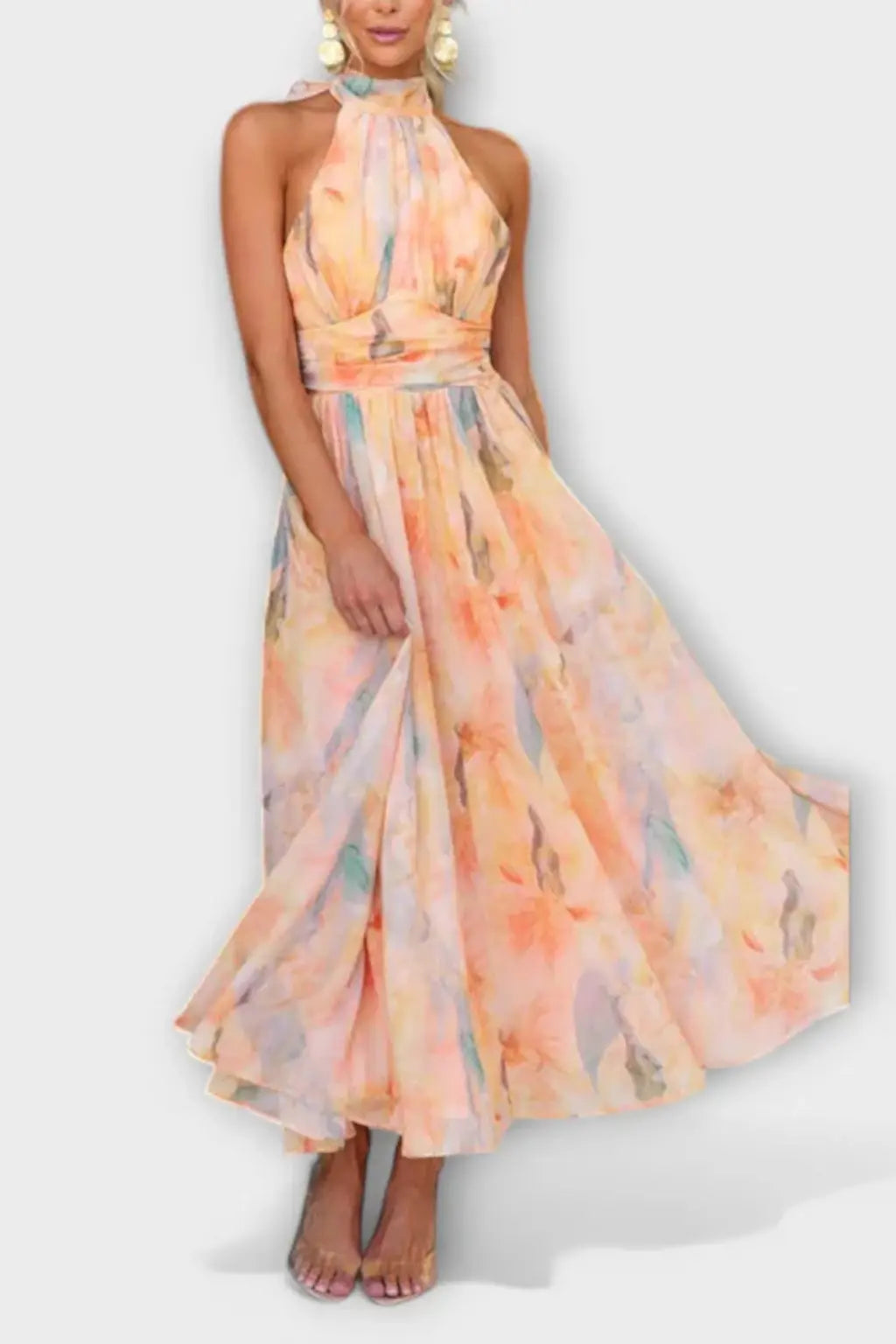 Isolde | Women Abstract Print Halter Neck Maxi Dress TARHUS  Dress