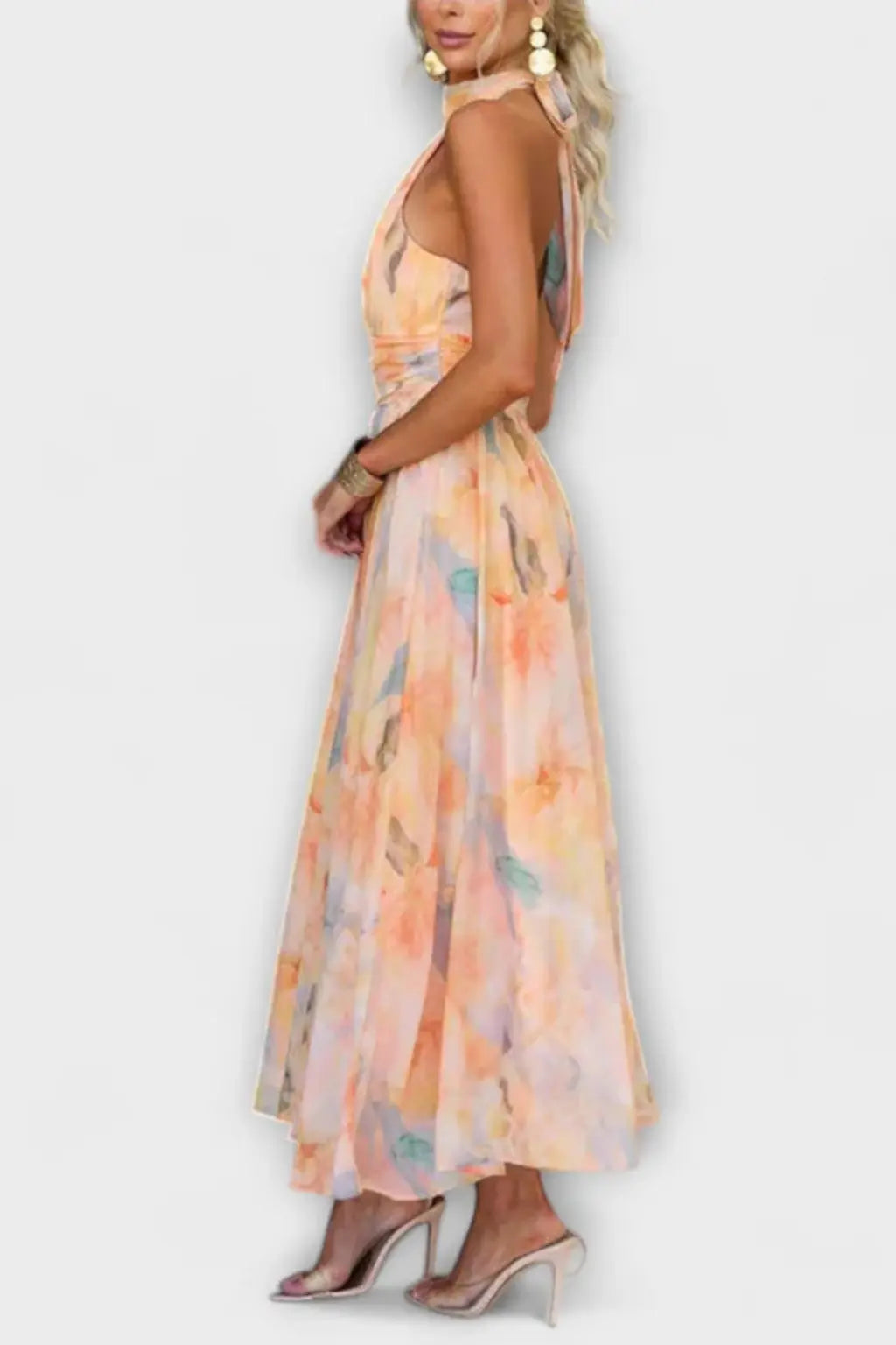 Isolde | Women Abstract Print Halter Neck Maxi Dress TARHUS  Dress