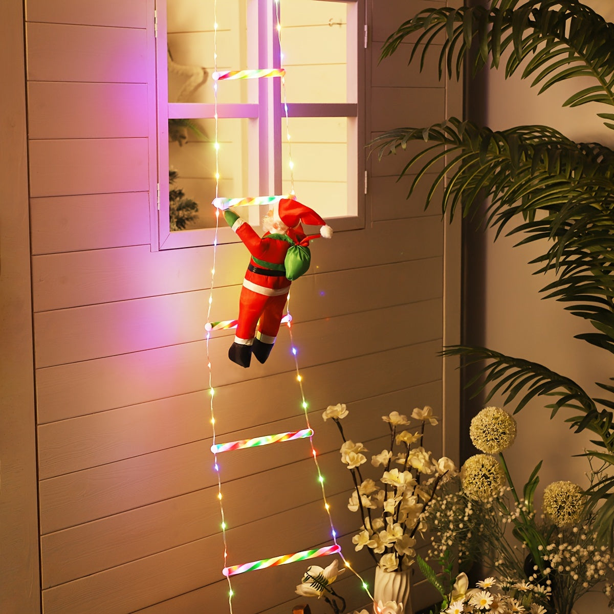 LED Christmas Ladder Light – Battery-Powered Santa Climbing Decoration TARHUS  Christmas