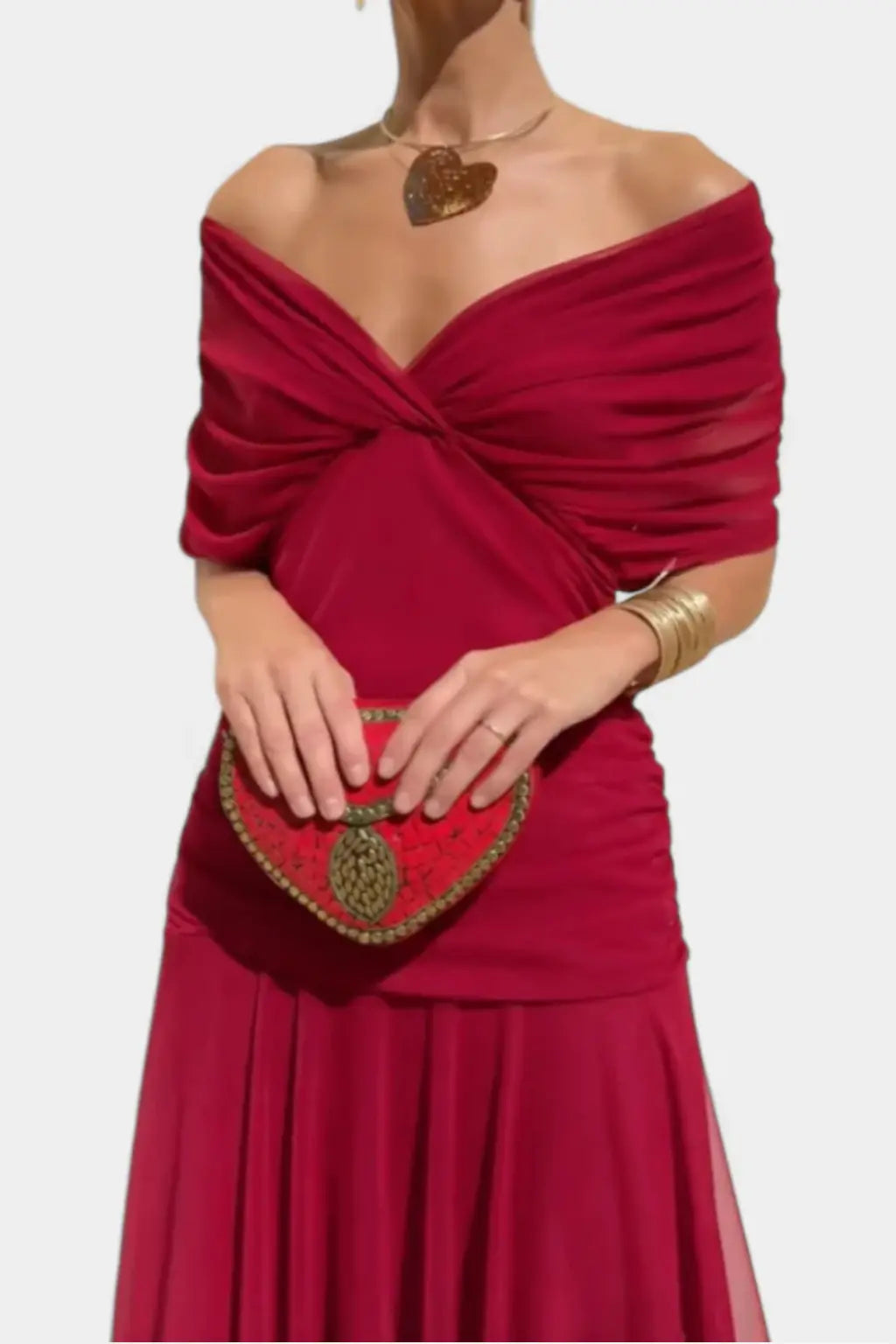 Gaby | Women Elegant Off-Shoulder Pleated Summer Dress TARHUS  Women's Dress