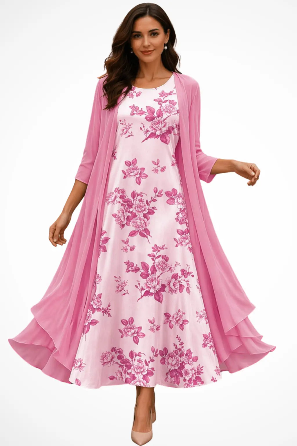 Dorothea | Women Embroidered Wedding Guest Midi Dress with Chiffon Jacket TARHUS  Mother of the Bride Dresses
