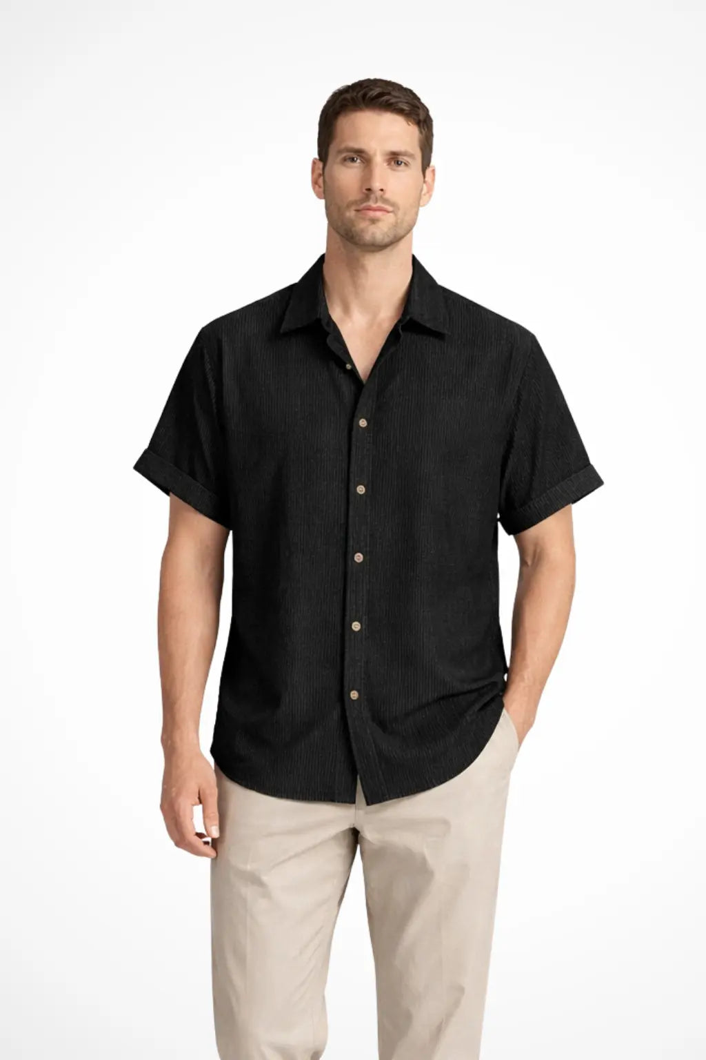 Bennett | Men Textured Short Sleeve Button Down Camp Collar Shirt TARHUS  Shirts & Tops
