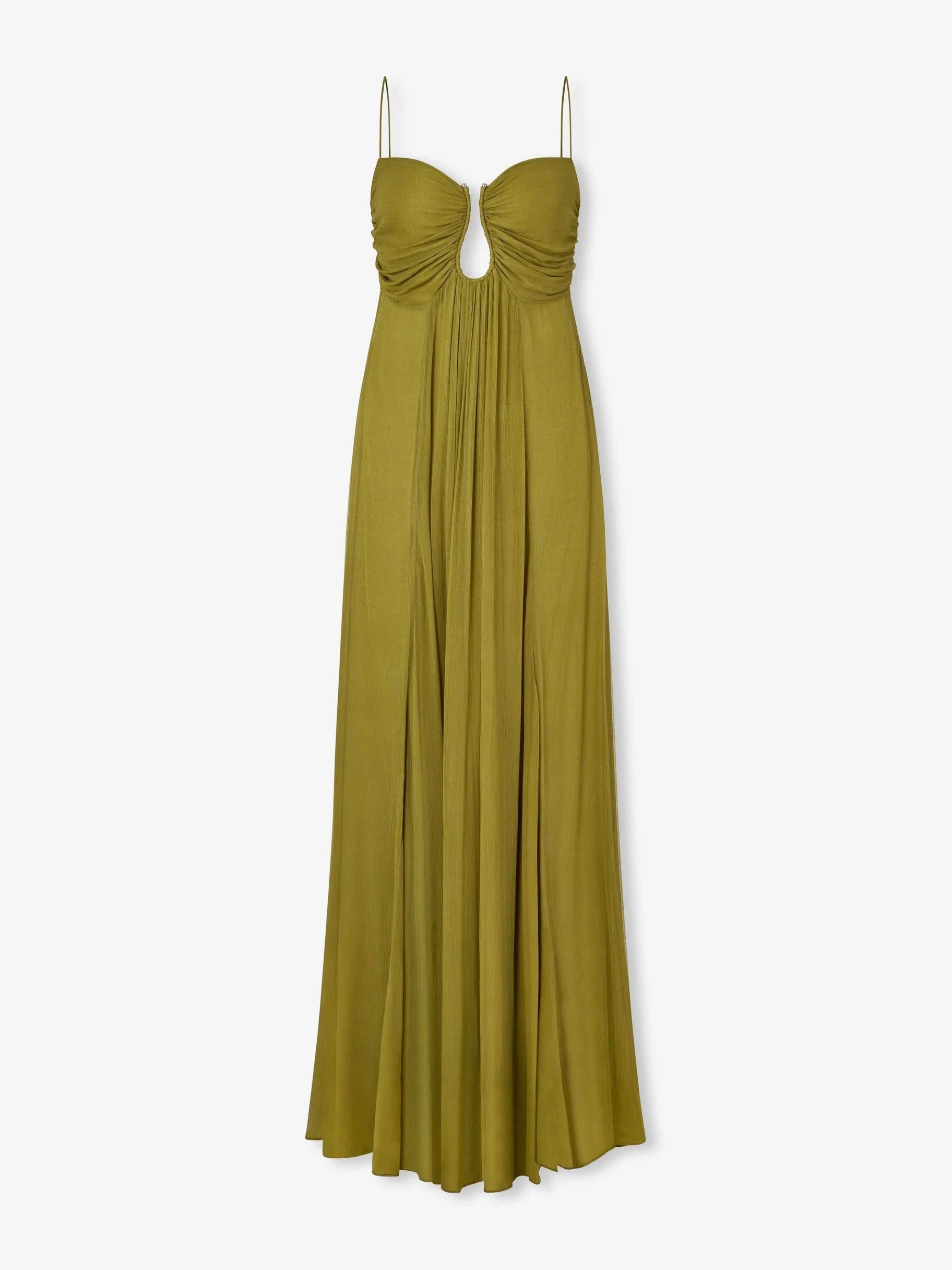 Women's Sleeveless Ruched Bust Keyhole Maxi Dress - Adjustable Straps TARHUS  Dresses