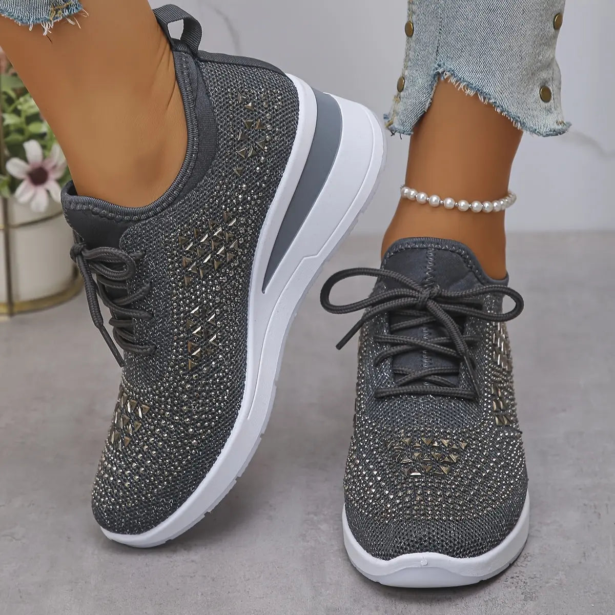 Women’s Orthopedic Fashion Sneakers – Breathable Walking Shoes with Rhinestone TARHUS  Women Shoes