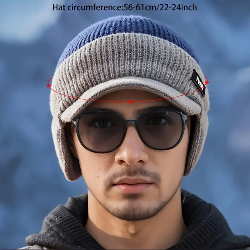 Men’s Winter Beanie with Ear Flaps – Warm Knit Outdoor Hat - TARHUS