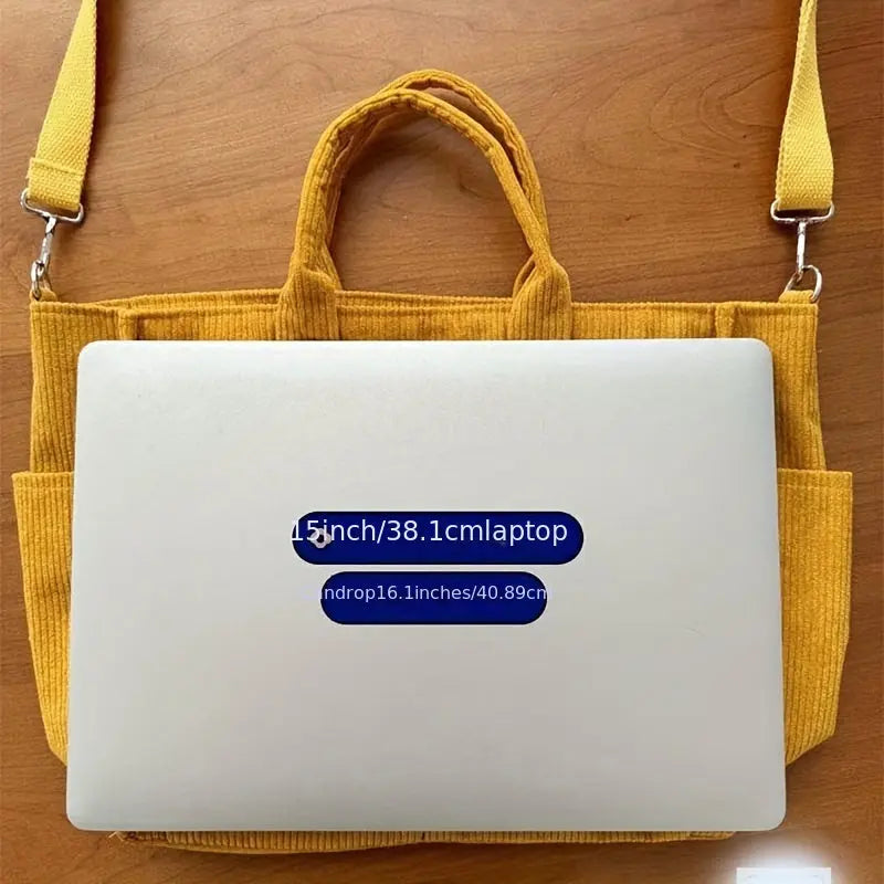 Corduroy Tote Bag for Women with Multi-Pockets – Casual Shoulder & Crossbody Handbag - TARHUS