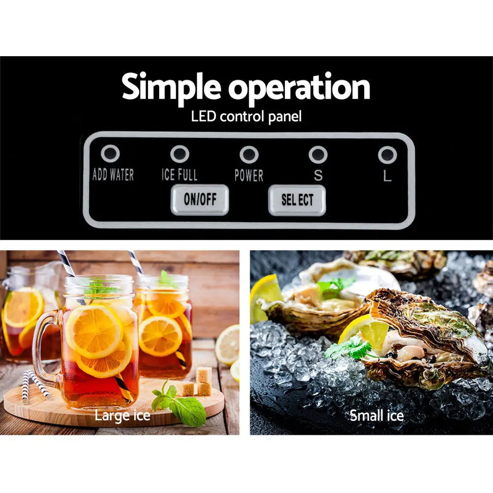 Devanti | 12kg Portable Ice Maker Machine – Countertop 2L Black Ice Cube Tray TARHUS  Electronics & Gadgets