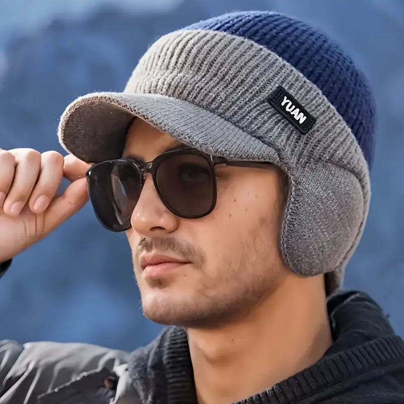 Men’s Winter Beanie with Ear Flaps – Warm Knit Outdoor Hat - TARHUS