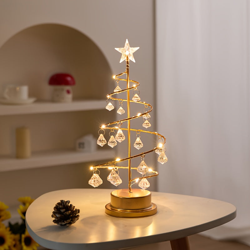 Elegant Metal Christmas Tree Lamp with Crystal Ornaments | LumiTree TARHUS  Christmas