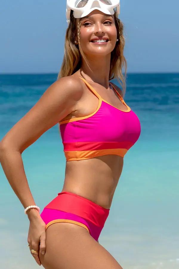 Color Block Patchwork Bikini Set - TARHUS