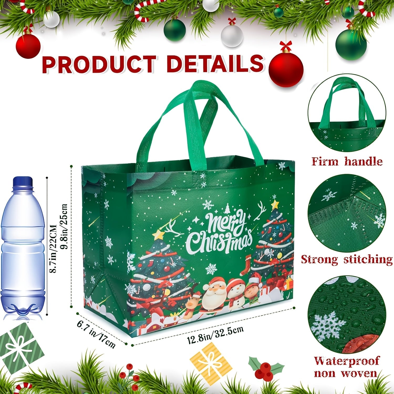 Large Reusable Christmas Gift Bags with Handles – Festive Non-Woven Holiday Totes TARHUS  Christmas