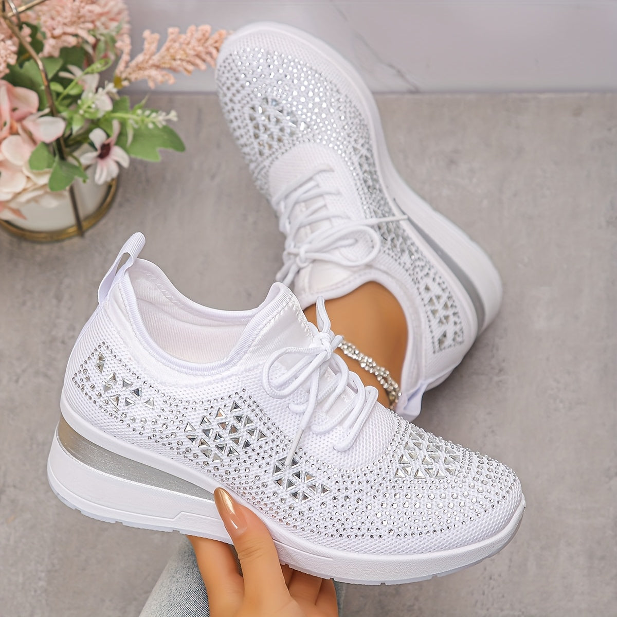 Women’s Orthopedic Fashion Sneakers – Breathable Walking Shoes with Rhinestone TARHUS  Women Shoes