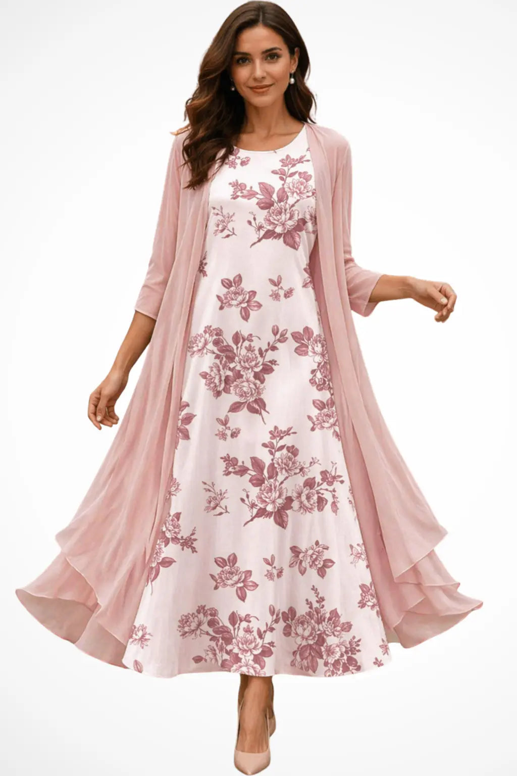 Dorothea | Women Embroidered Wedding Guest Midi Dress with Chiffon Jacket TARHUS  Mother of the Bride Dresses