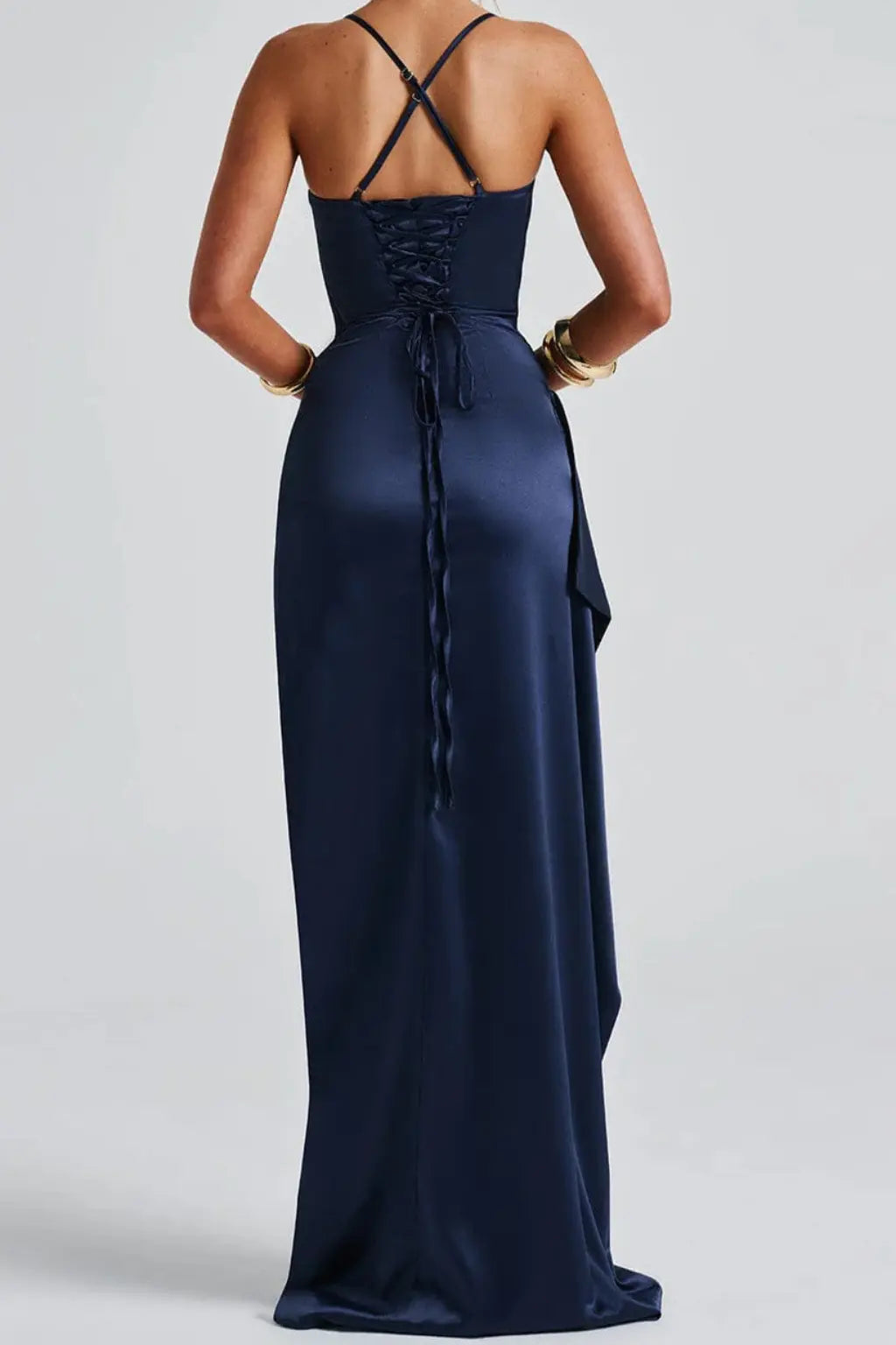 Avelisse | Women Spaghetti Strap Ruched Maxi High Slit Wedding Guest Dress TARHUS  Dress
