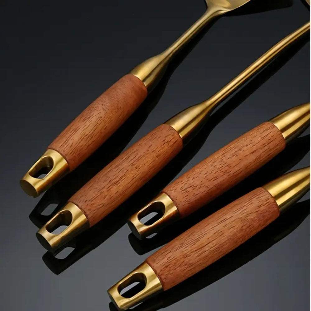 Golden Stainless Steel Kitchen Utensils Set 6-Piece for Cooking & Serving TARHUS  Kitchen & Dining