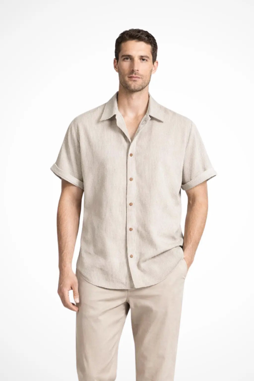 Bennett | Men Textured Short Sleeve Button Down Camp Collar Shirt TARHUS  Shirts & Tops