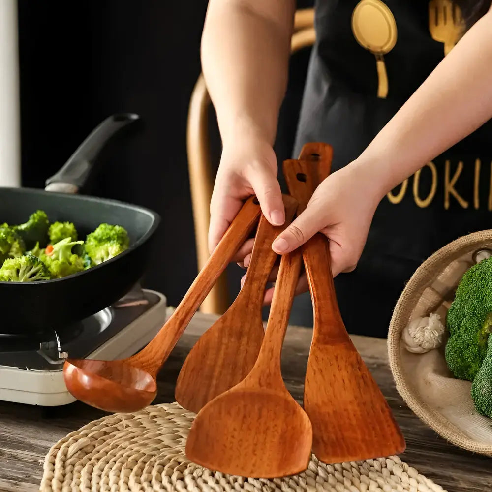 Wooden Kitchen Utensil Set | Natural Hardwood – Everyday Cooking Tools TARHUS  Cooking Utensils
