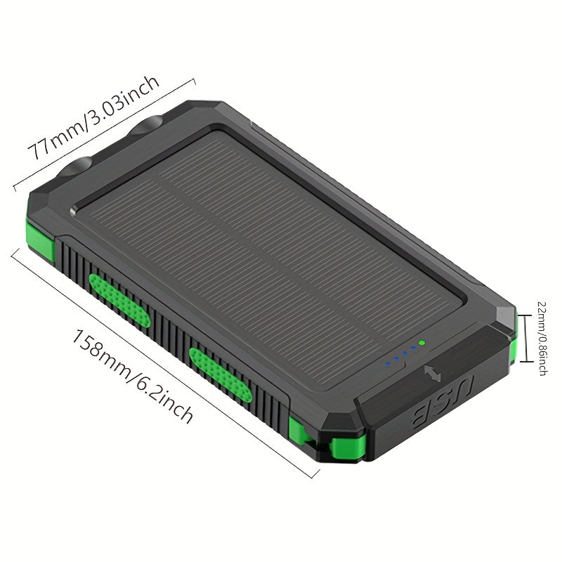 Portable Solar Power Bank with Dual USB Ports & LED Flashlight TARHUS  Electronics & Accessories