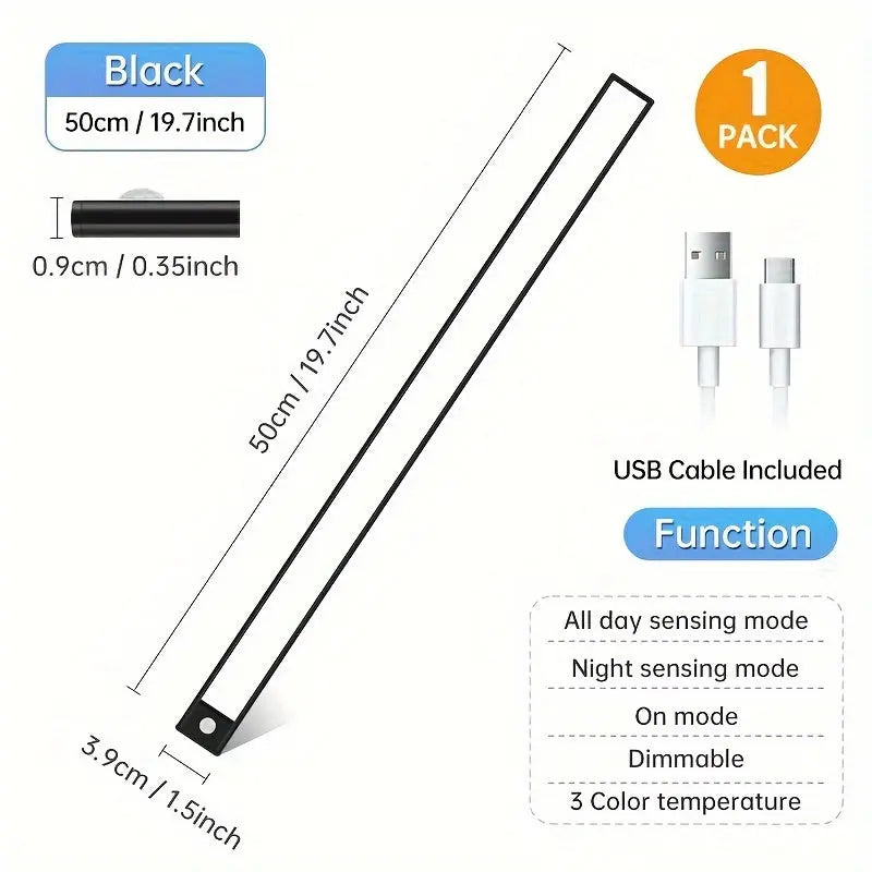 Rechargeable Motion Sensor LED Light Strip – USB-Powered Night Light - TARHUS