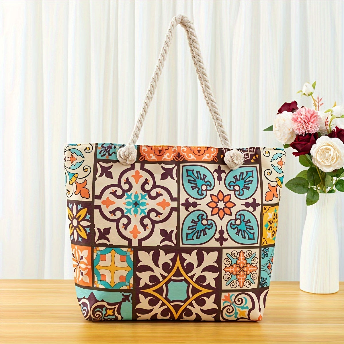 Amara | Blue Mandala Print Tote Bag – Casual Rope Handle Shoulder Bag TARHUS  Shoulder Bag